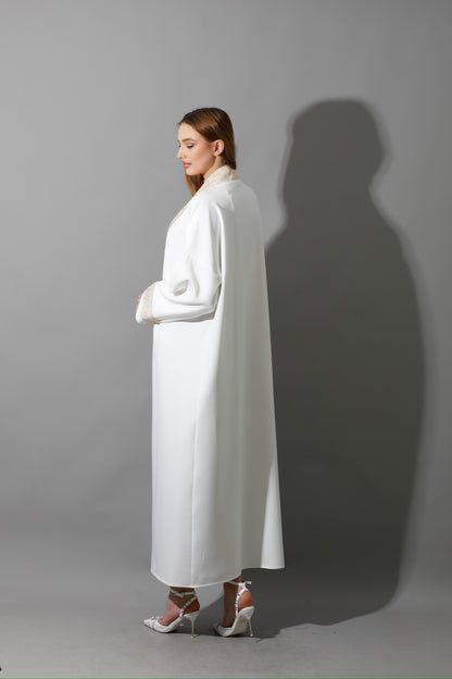 Arabic Long Kaftan - White & Gold