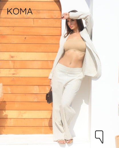 Candice Stripped Light Suit - Olive