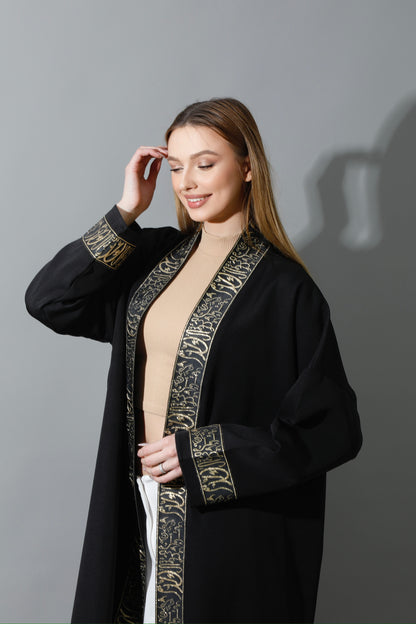 Arabic Long Kaftan - Black & Gold