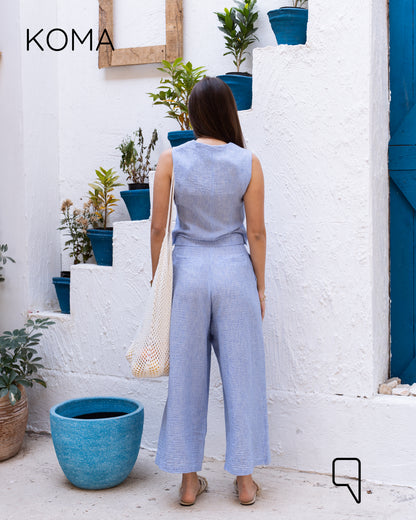 Judy Blend Waistcoat Jumpsuit - Baby Blue