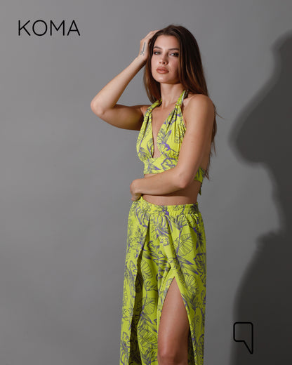 Kallie Bra Top & Pants Co-Ord - Lime Green