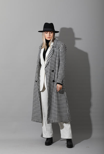 Tweed double breasted Coat - Black&White