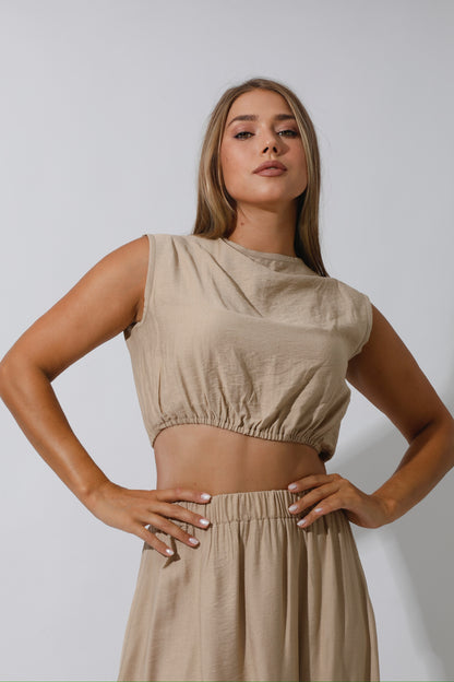 Co-Ord Crop Top - Beige