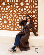 Novie Faux Leather & Suede Trench Coat - Brown