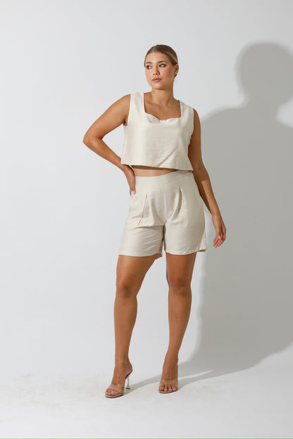 Flared Shorts - Beige