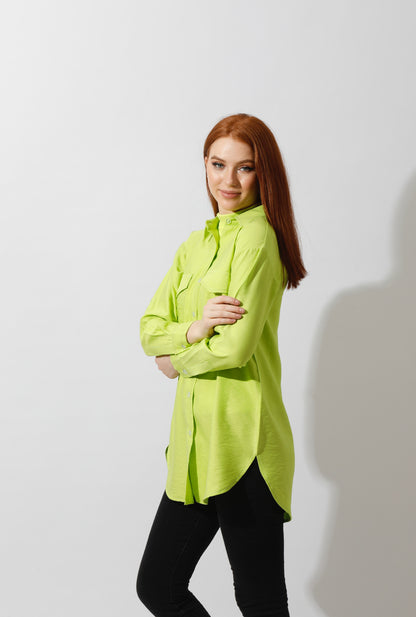 Shirt ‏with Two Pockets - Lime Green