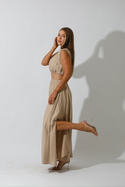 Co-Ord Crop Top - Beige