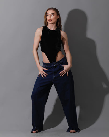 Velvet Body Suit - Black