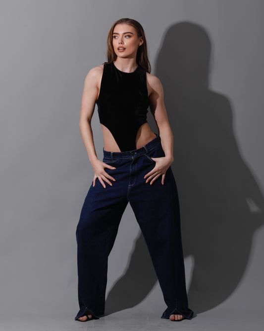 Velvet Body Suit - Black