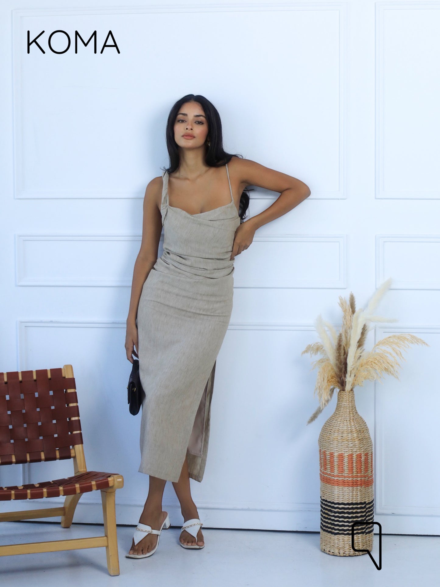 Krysel Midi Dress - Beige
