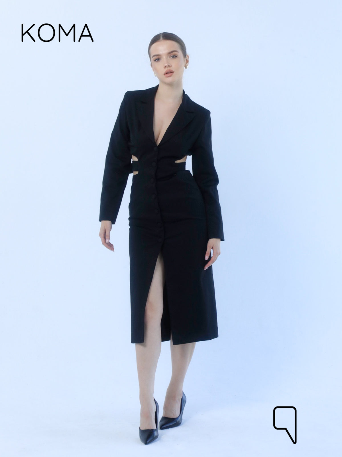 Marina Mid-Length Blazer Dress - Black