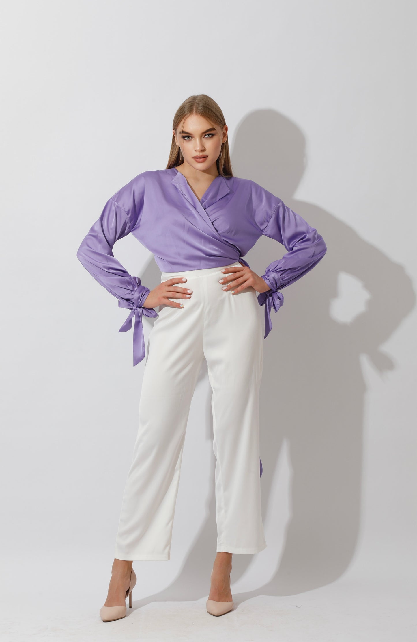 Wrap Tie Blouse - Lavender