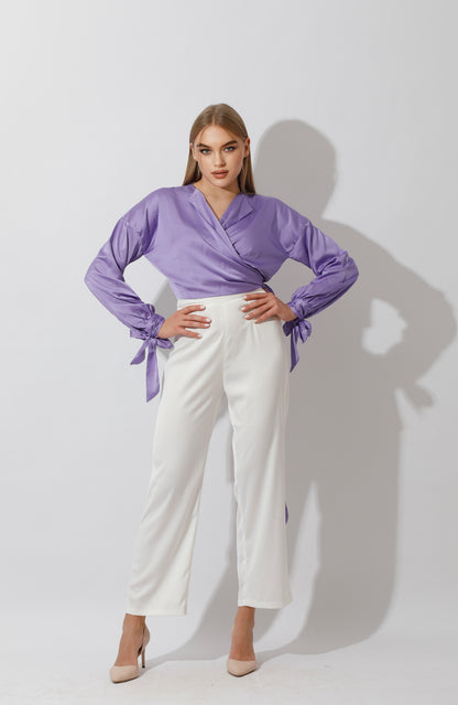 Wrap Tie Blouse - Lavender