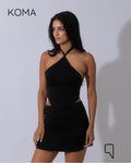 Kallie Tied Up Top & Mini Skirt Co-Ord - Black