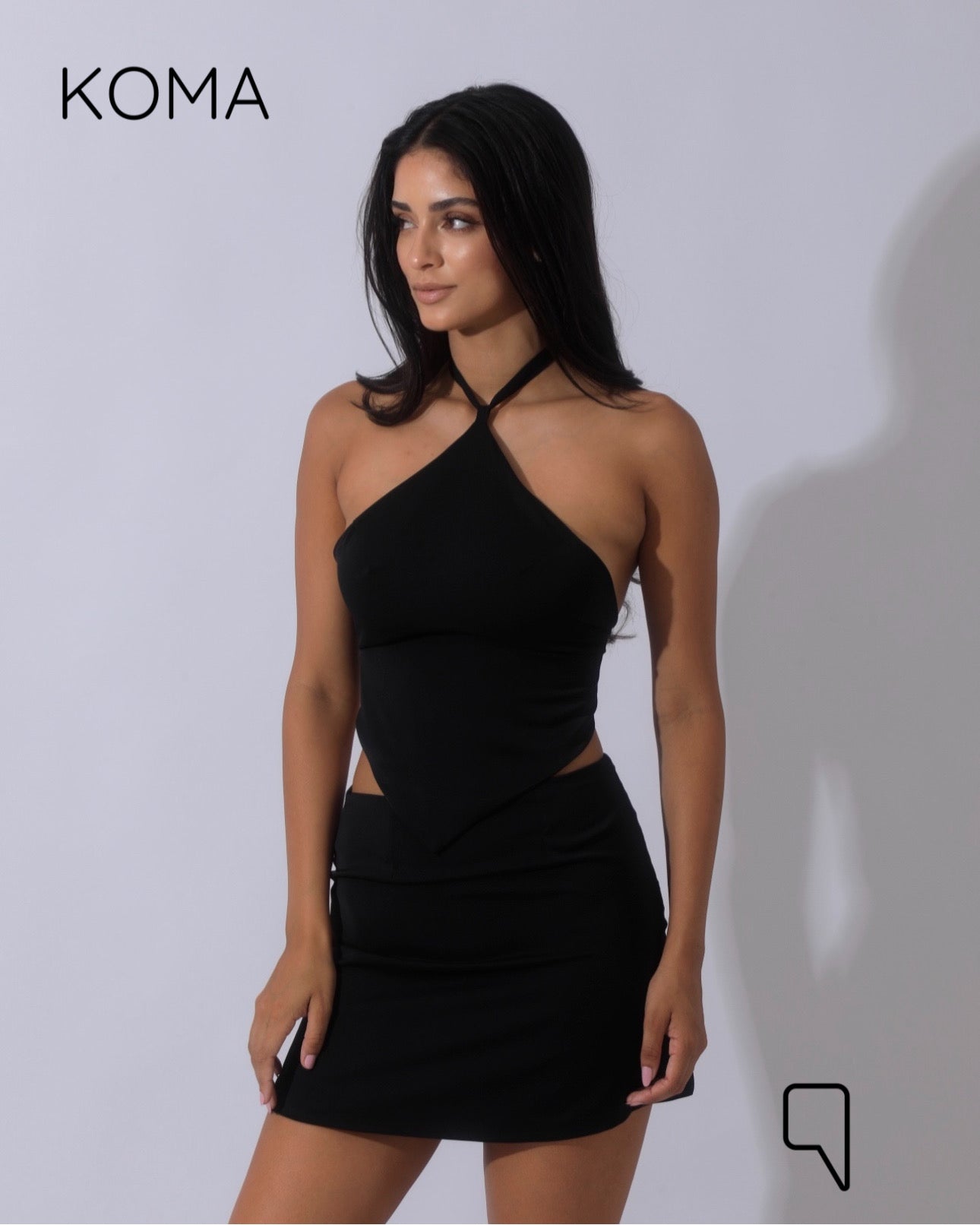 Kallie Tied Up Top & Mini Skirt Co-Ord - Black