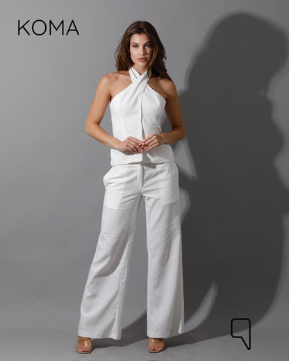Hallie Halter Neck Vest - White