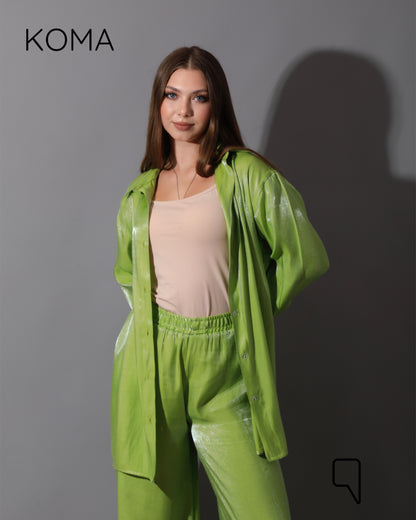 Shemer Wide Leg Trousers - Lime Green
