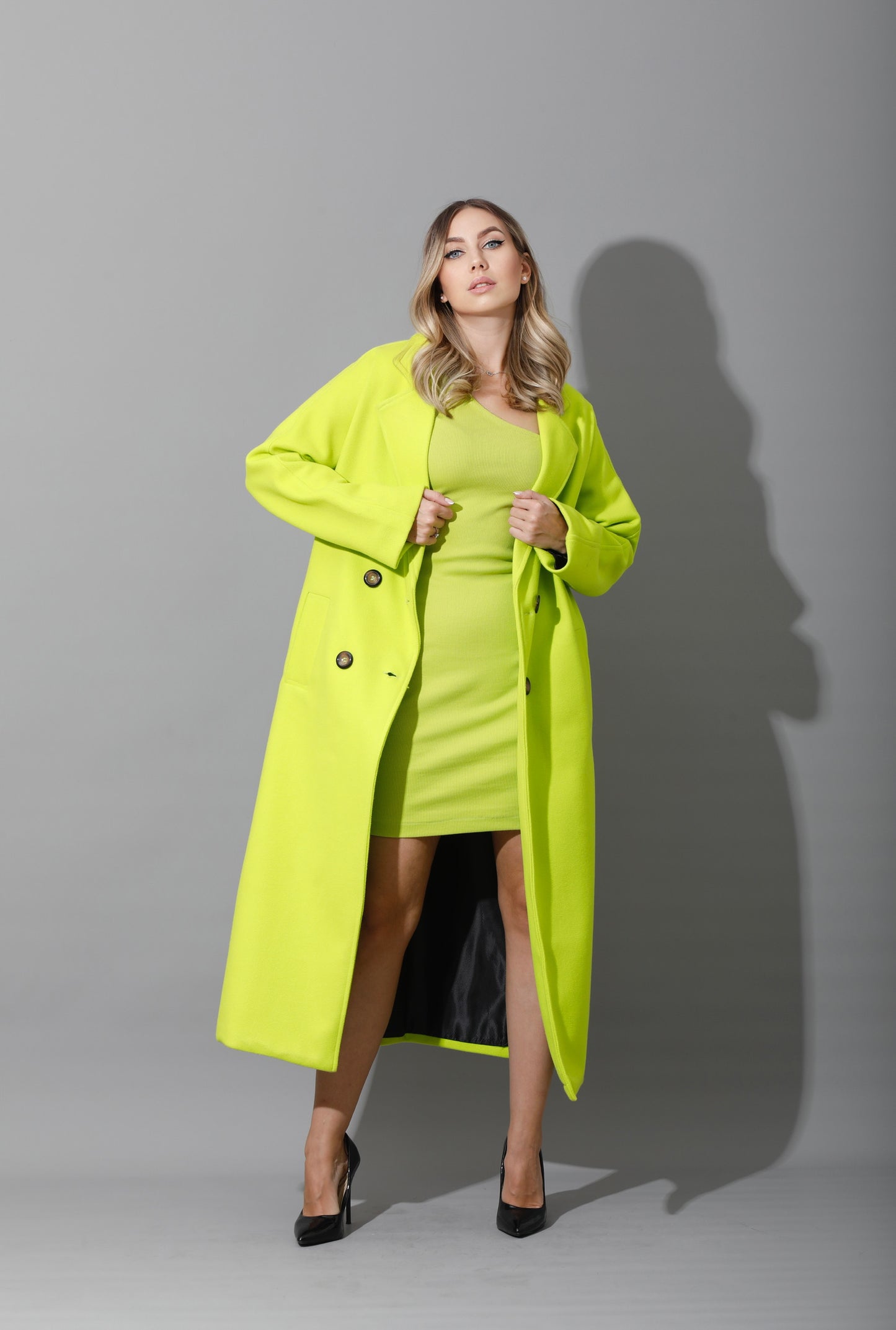 Slinky One Shoulder Bodycon Dress - Lime Green