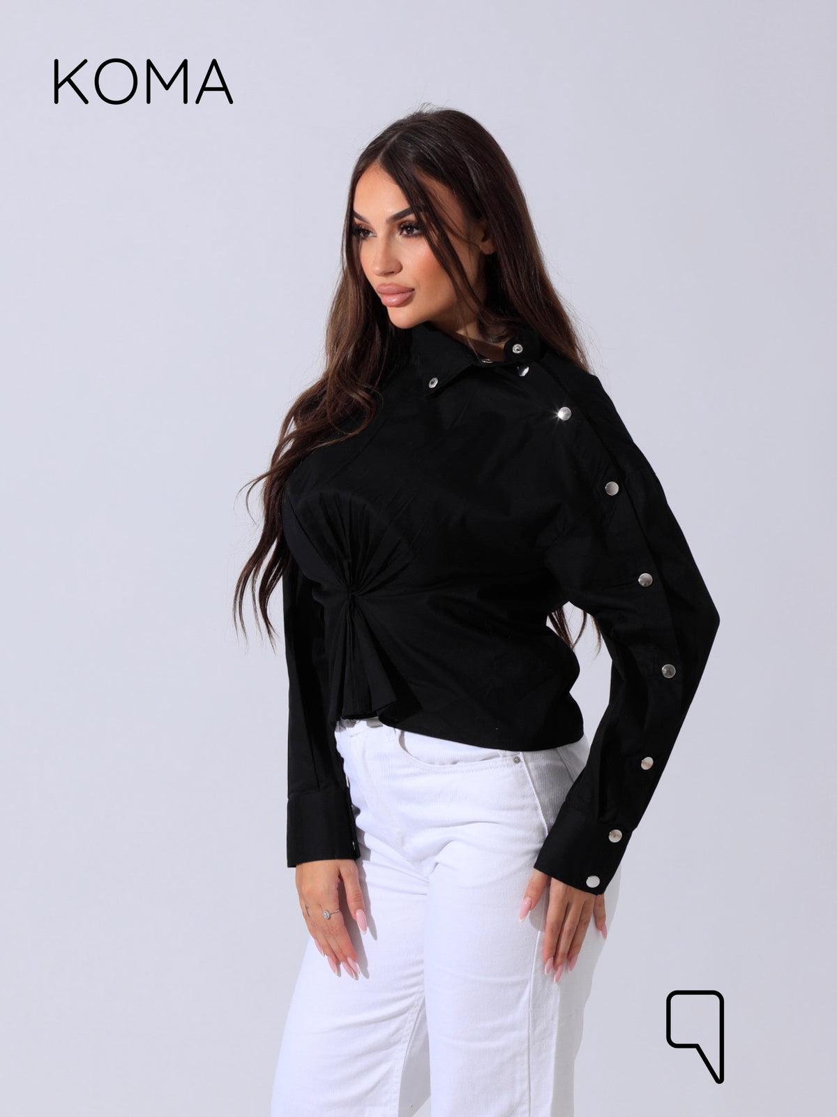 issy snap-button Shirt - Black