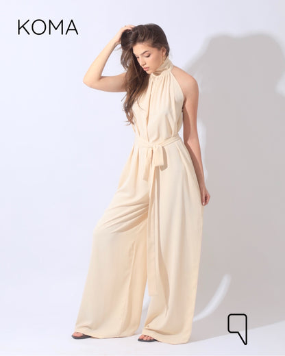 Georgie Sleeveless Wide Leg Jumpsuit - Cream