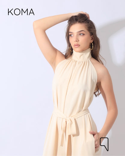 Georgie Sleeveless Wide Leg Jumpsuit - Cream