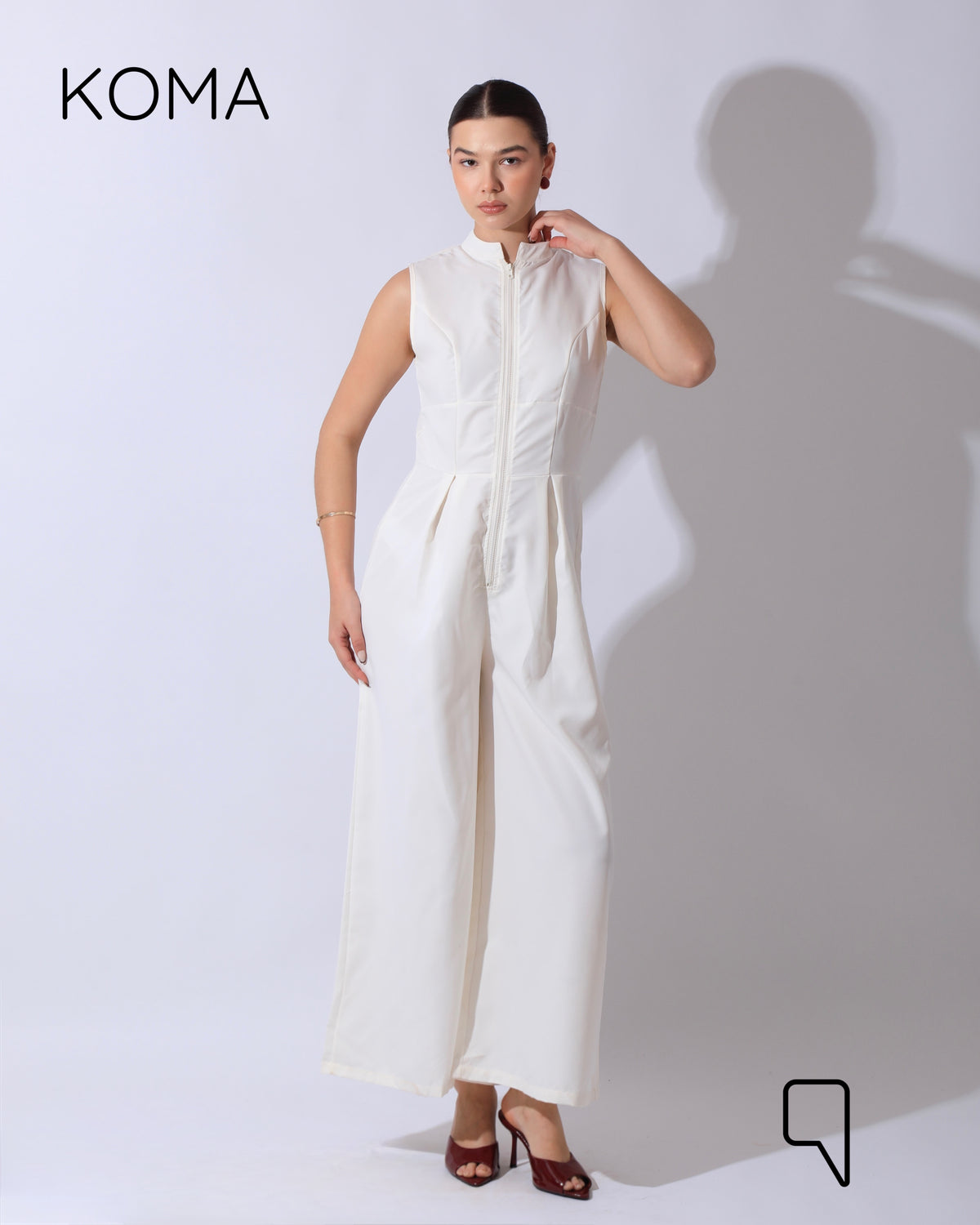 Olivia Sleeveless Wide Leg Jumpsuit - Offwhite