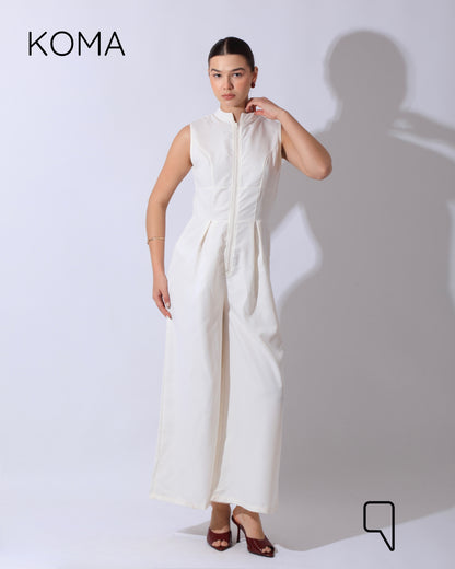 Olivia Sleeveless Wide Leg Jumpsuit - Offwhite