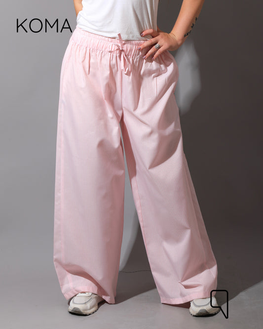 Striped Straight Leg trousers - Striped Pink