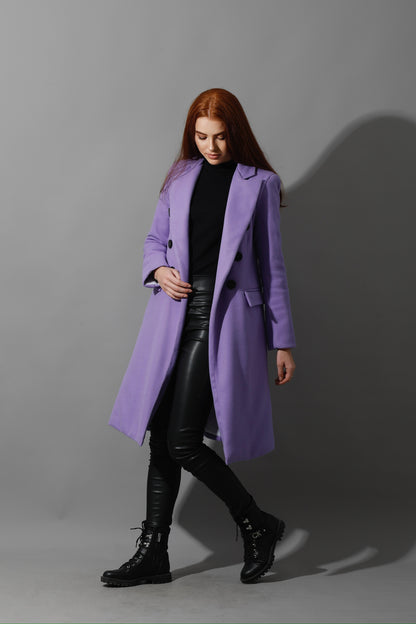 Front Open Coat - Lavender