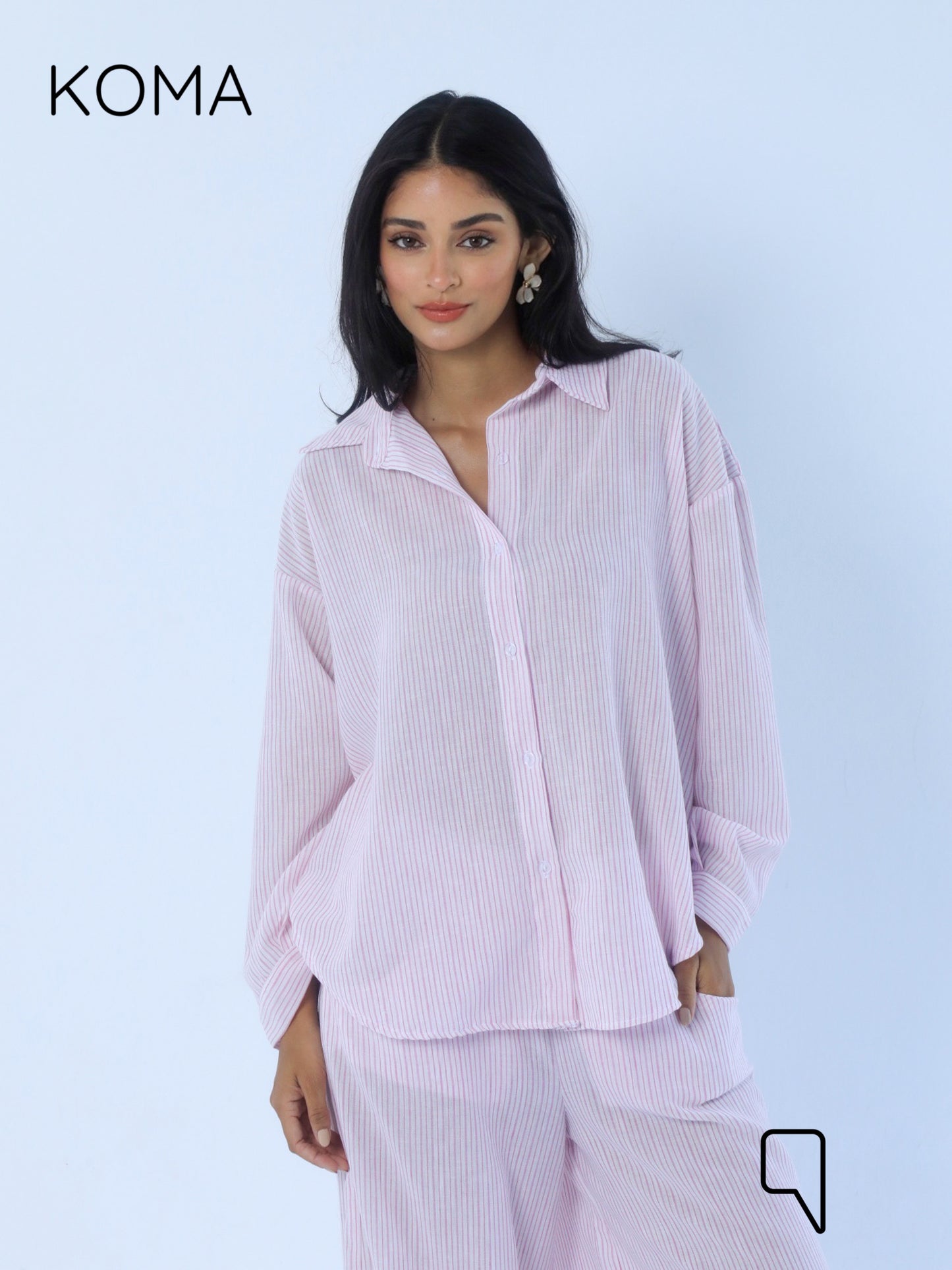 Matilda Long Sleeves Shirt - Striped Pink
