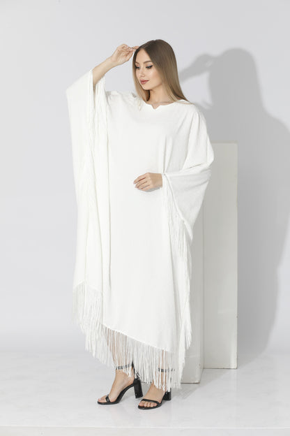 Fringed Maxi Dress - White