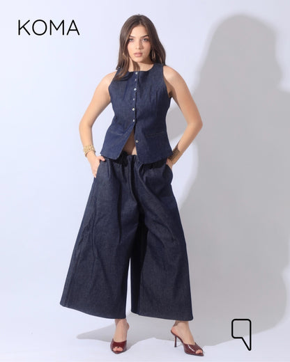Daisy Denim Jeans Vest - Navy