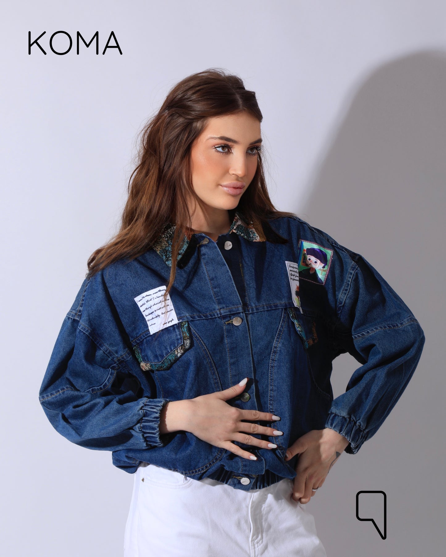 Rakhi Bow-tie Jeans Jacket - Blue
