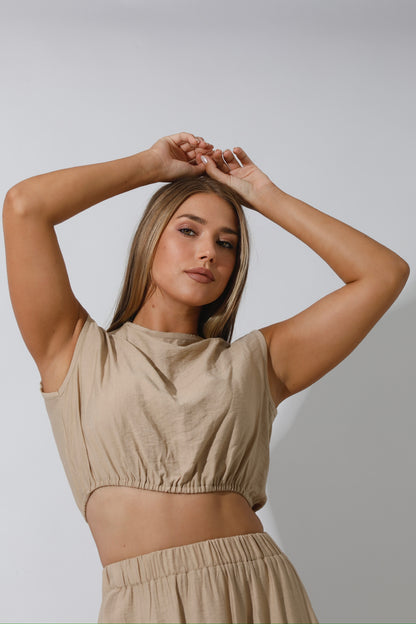 Co-Ord Crop Top - Beige