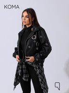 Cailyn Leather eyelet Jacket - Black