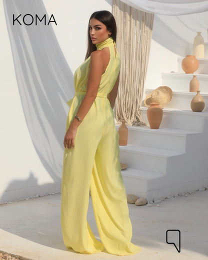 Georgie Sleeveless Wide Leg Jumpsuit - Yellow