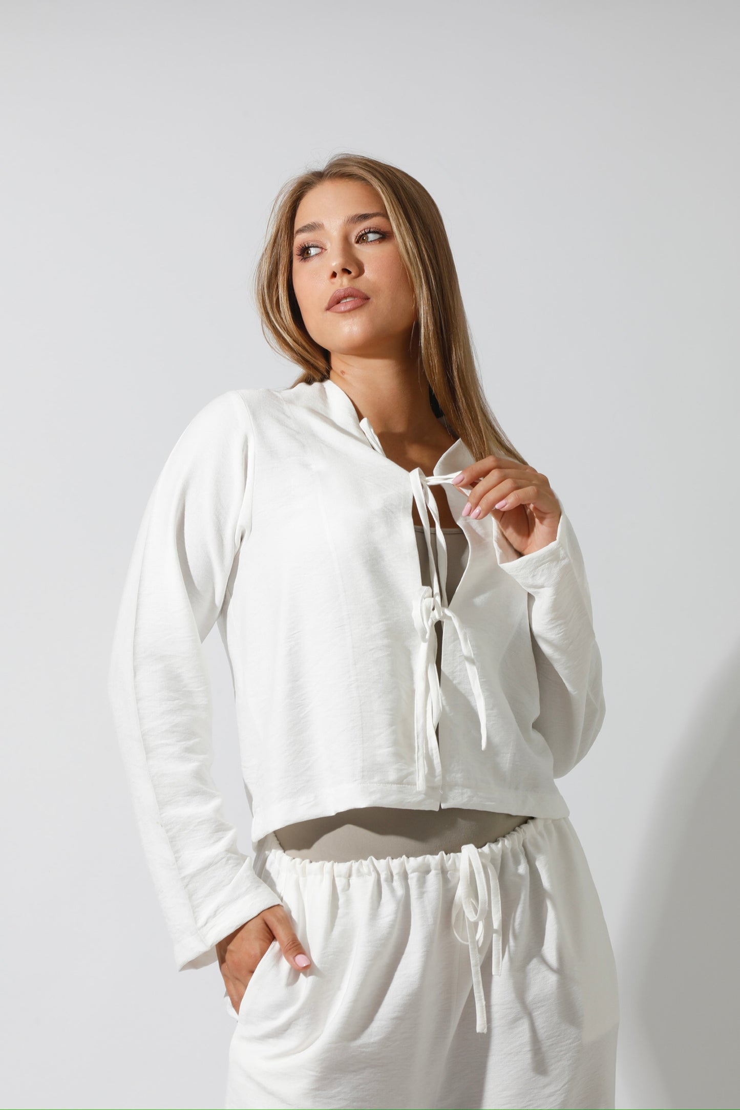 Co-Ord Short Cardigan - White