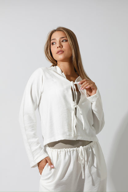 Co-Ord Short Cardigan - White