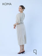 Eve Puff Sleeve Dress - Beige