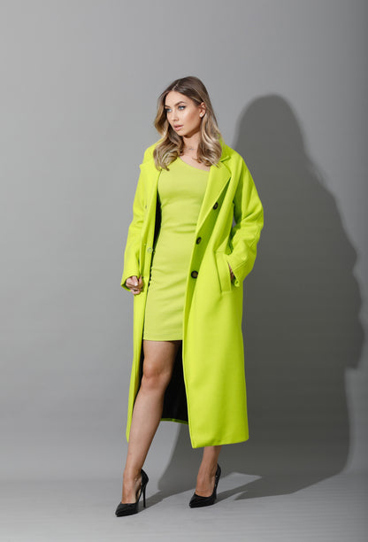 Slinky One Shoulder Bodycon Dress - Lime Green