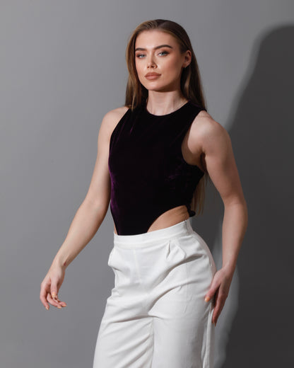 Velvet Body Suit - Purple