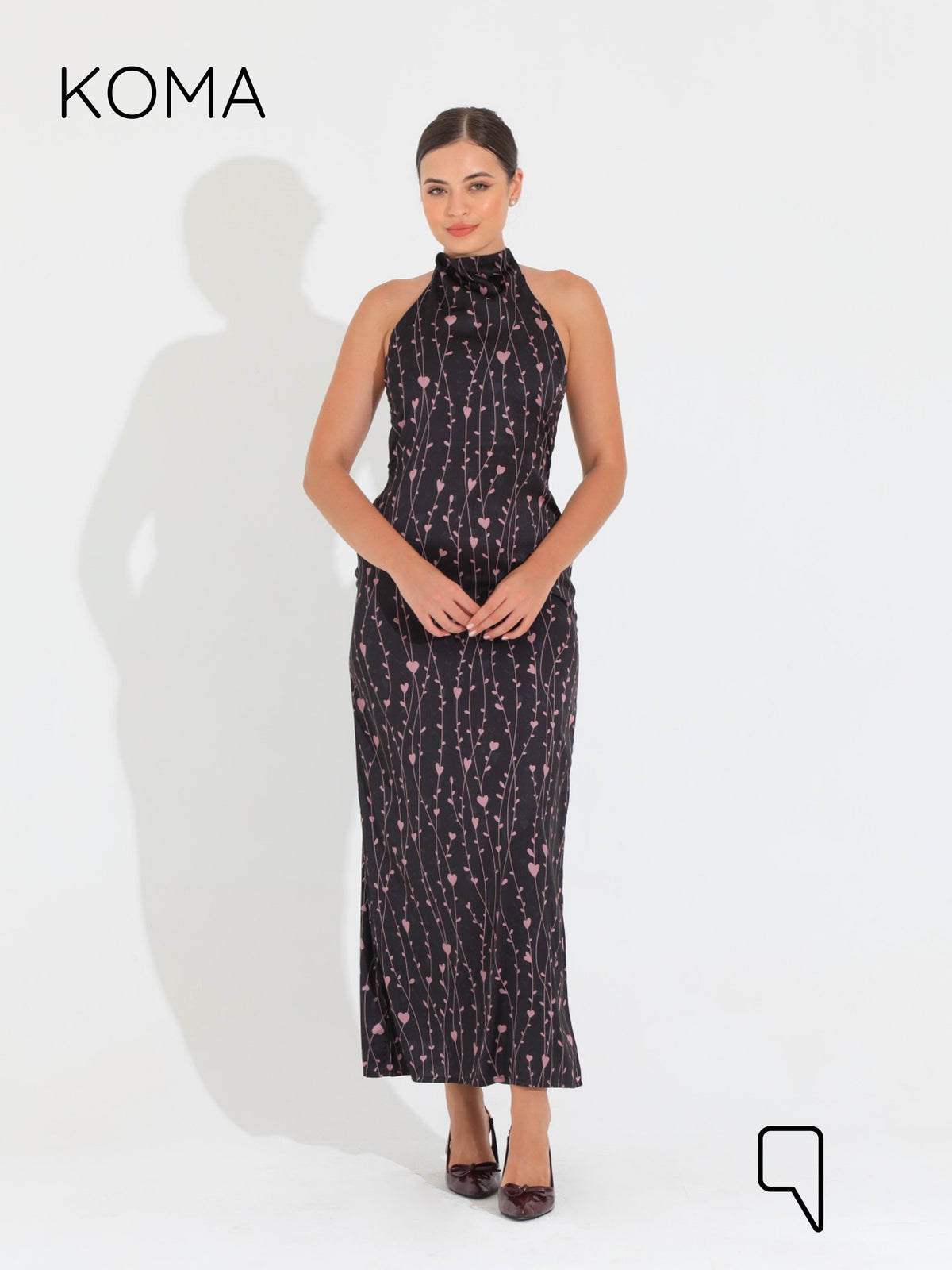 Dahlia Floral Backless Dress - Multicolored Black
