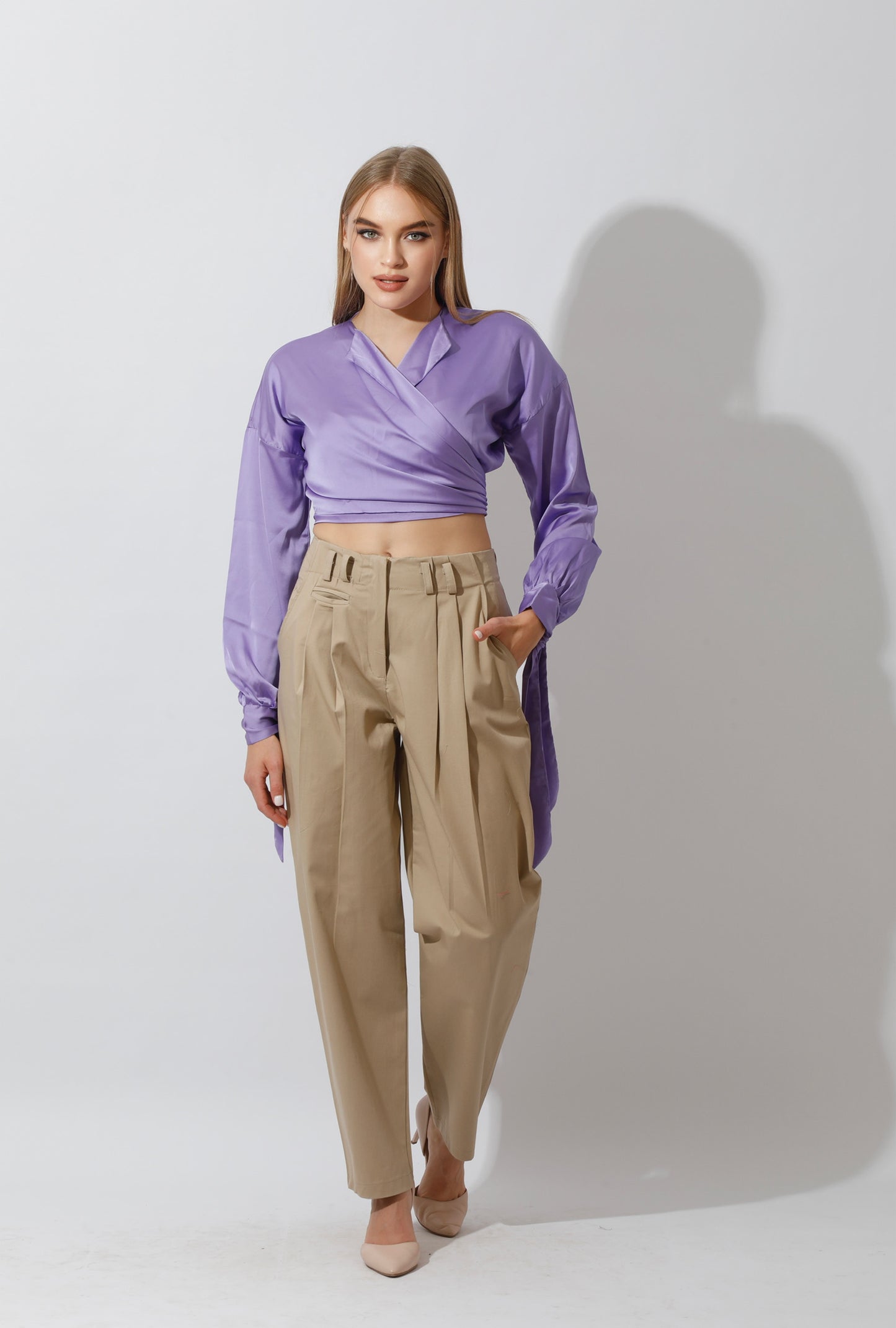 Wrap Tie Blouse - Lavender