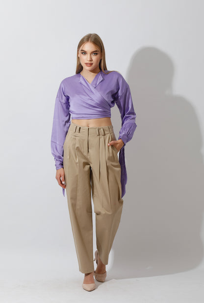 Wrap Tie Blouse - Lavender