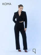 Uma Cropped Blazer - Black