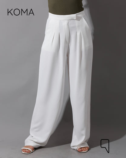 High Waist Straight Leg Trousers - White
