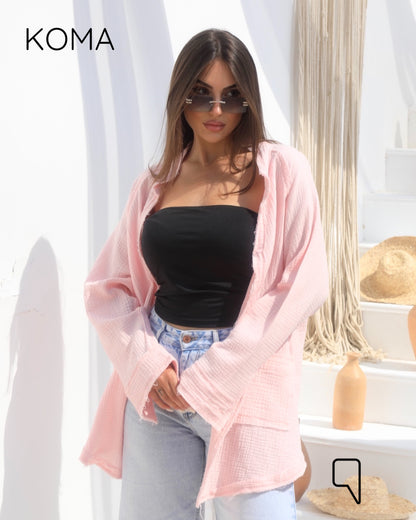 Greta Crincle Shirt - Pink