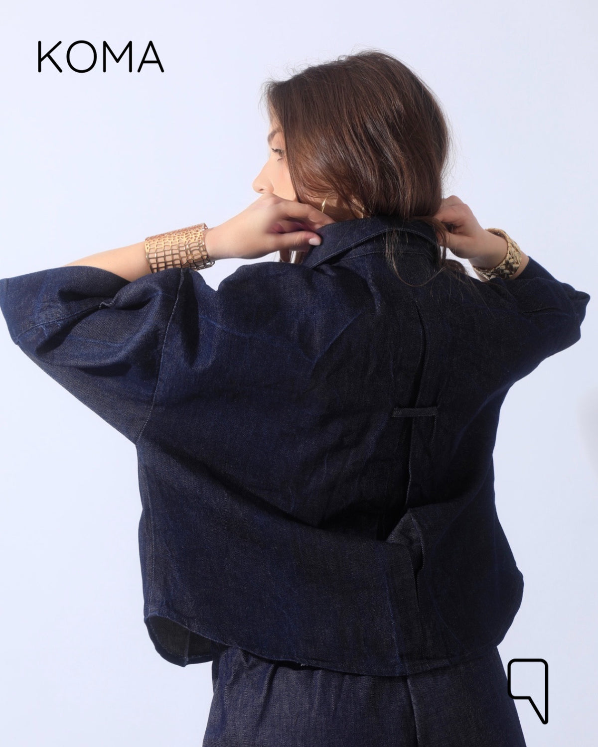 Daisy Denim Half Sleeves Jeans Shirt - Navy