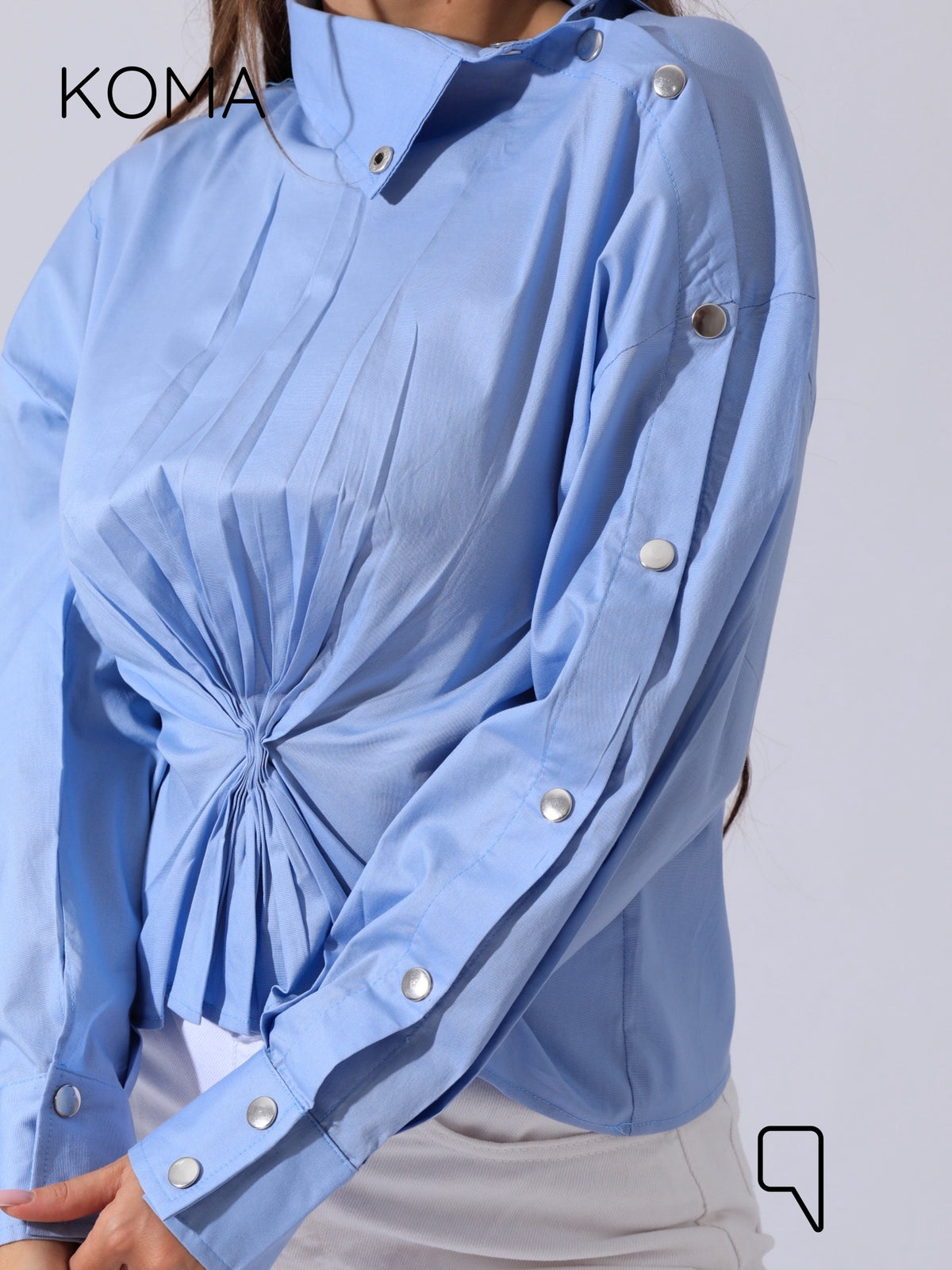 issy snap-button Shirt - Baby Blue