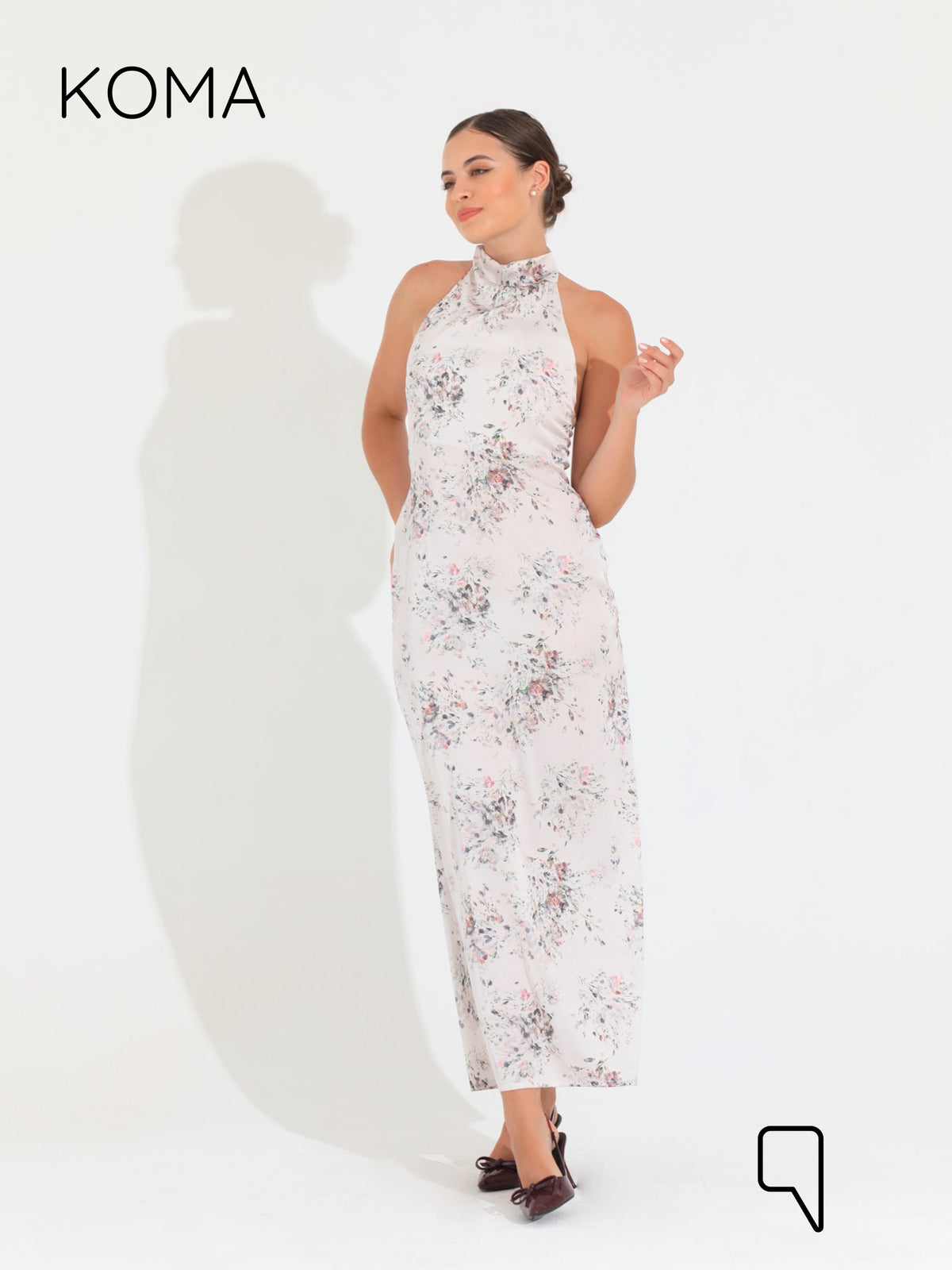 Dahlia Floral Backless Dress - Multicolored White